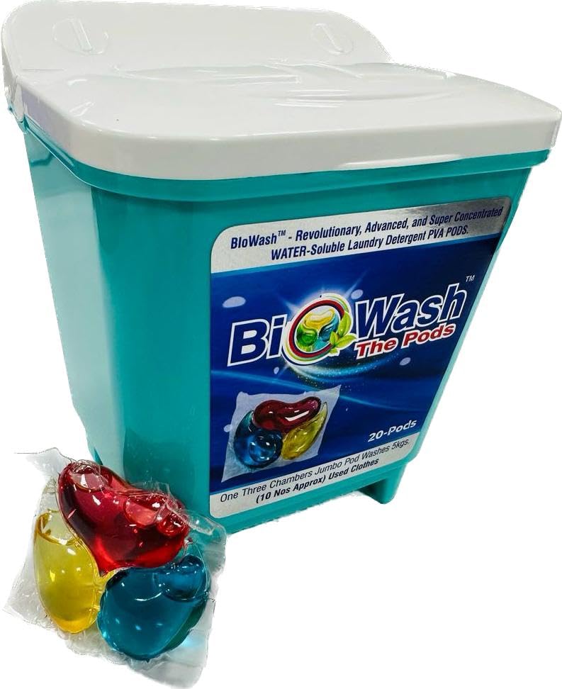 BioWash The Pods Laundry Liquid Detergent 3 Chamber X 20 Jumbo Locked For Front And Top Loading Washing Machine, 420 ml