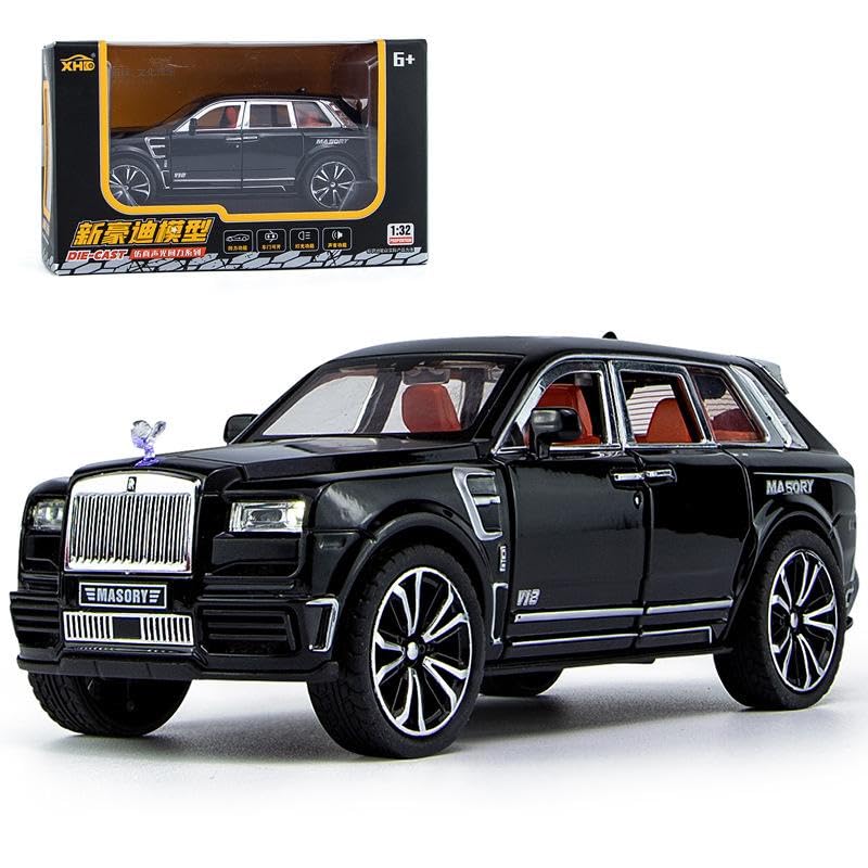 Image of Alokik Enterprise Compatible for 1:32 Rolls Royce Masory Toy Car Model, Diecast Collectible Pull Back Model Car with Sound and Light, Toy Gift Vehicles for Adults Kids Boys Girls【Black】