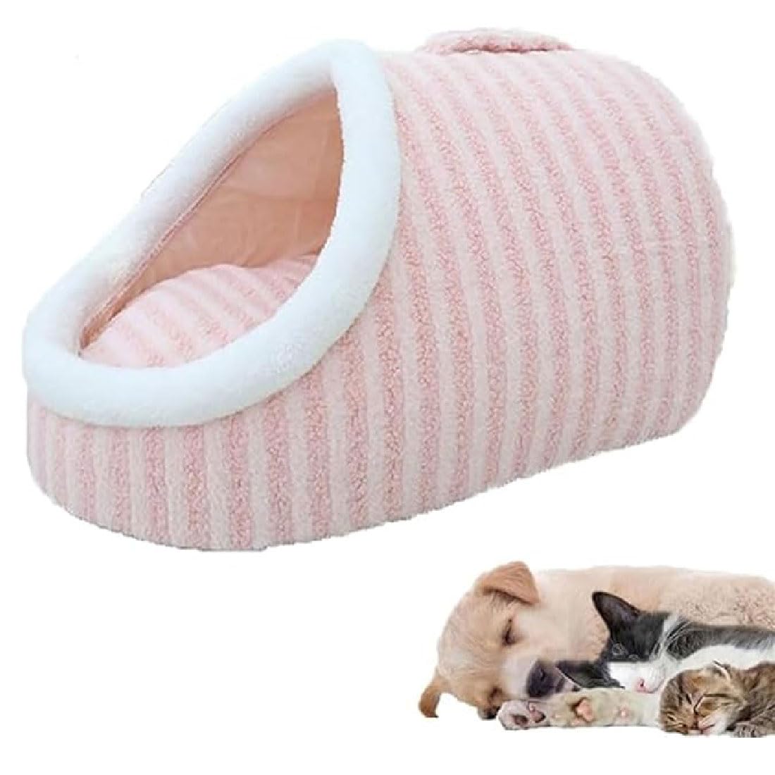 Zentric Cozy Hideaway Pet Bed,Cozy Pet Hideaway Bed for Dogs,Dog Bed with Cover Cave,Non-Slip Soft Pet Slipper Cave Bed,Indoor Pet Nest Bed,Removable Washable Beds for Small Medium Pets (Pink, L)