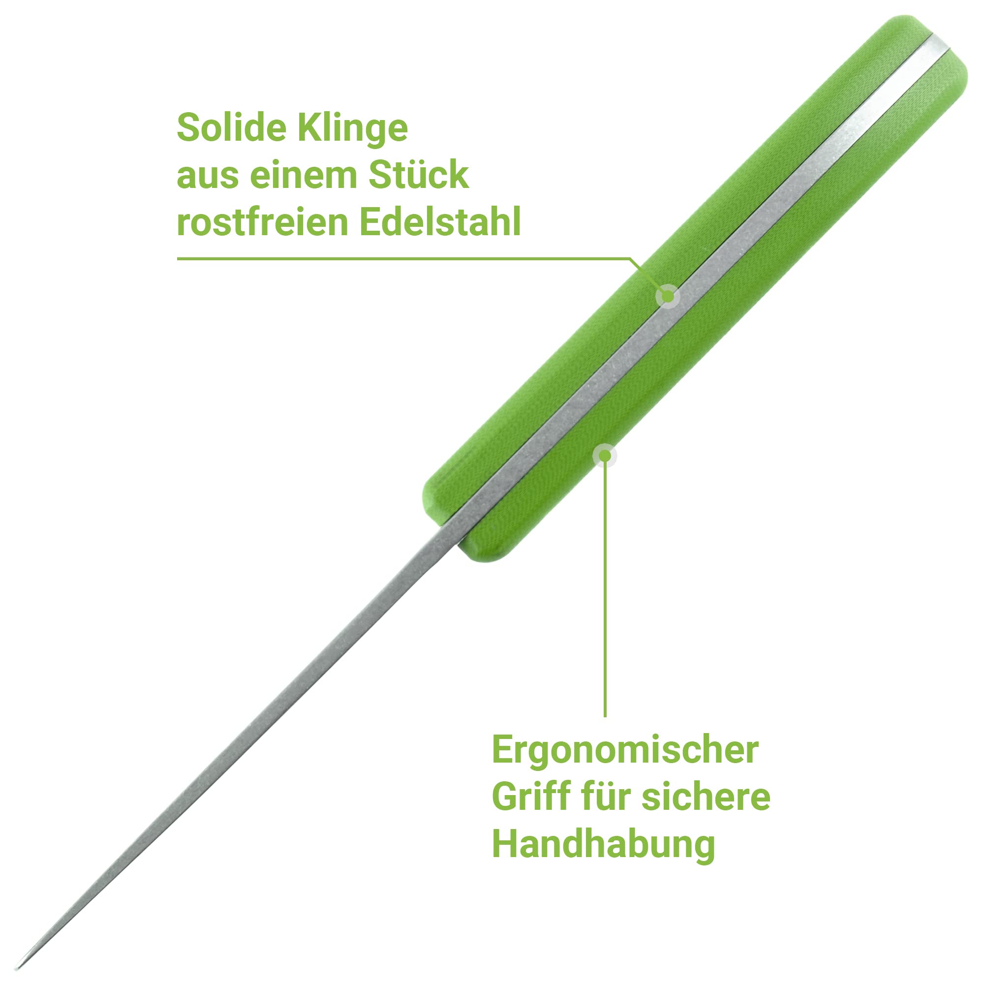 SCHNITZEL UNU, Kindermesser Schnitzmesser und Outdoormesser für Kinder, scharf mit Kydex Scheide und Gürtelhalterung, Grün