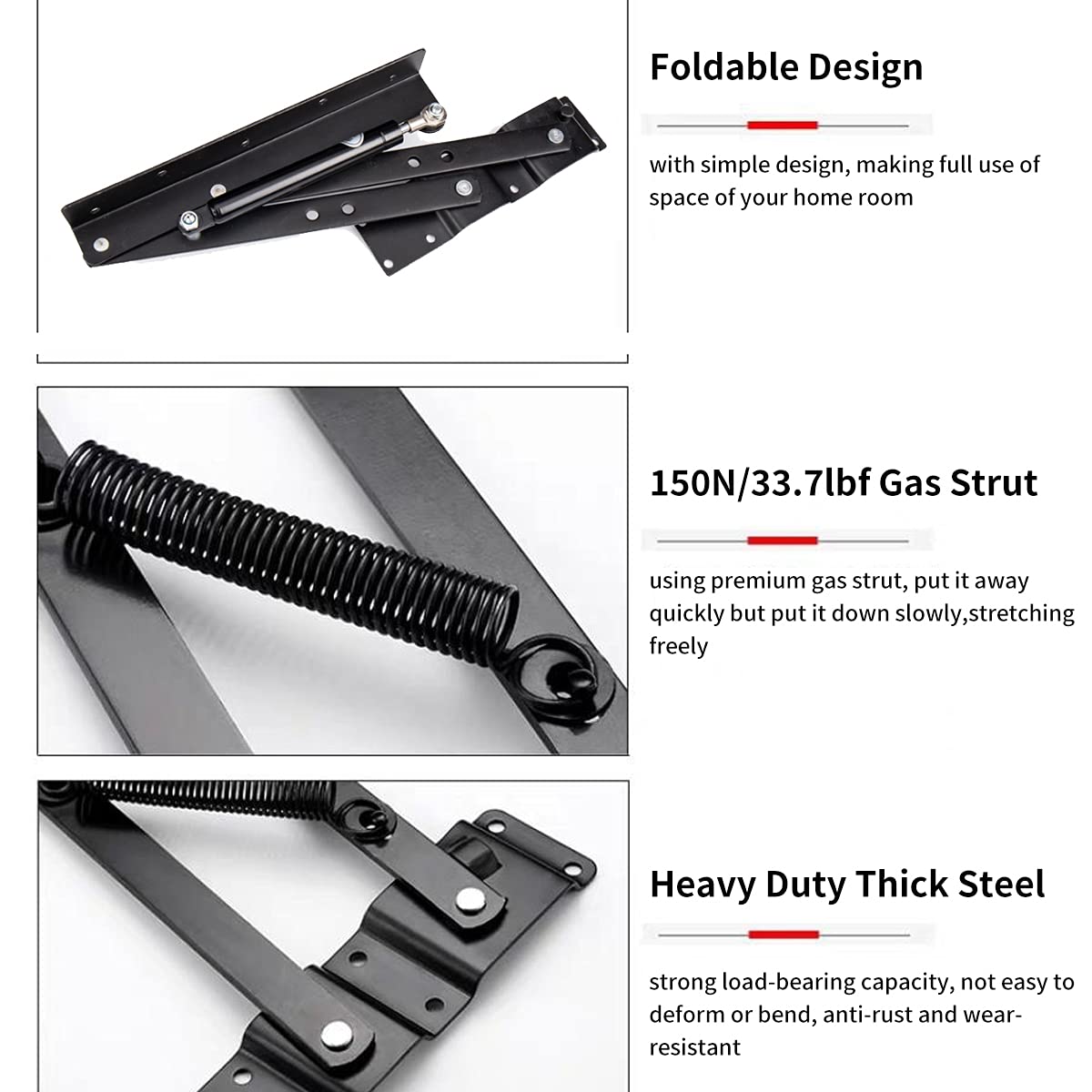 One Pair 50kg/100lb Lift Up Top Coffee Table Lifting Frame Mechanism