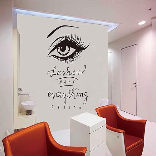 Miniatura 3 de Cita de pestañas Etiqueta de pared Cejas Decoración de pared Sala de estar Mural Pestañas Papel pintado LC224 (negro)