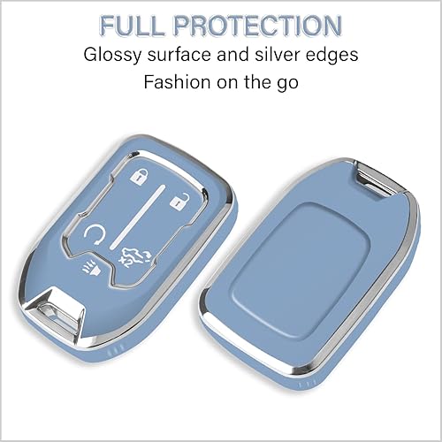 Miniatura 4 de QBUC Funda para llavero GMC con llavero cromado y plateado, funda de protección de TPU suave compatible con GMC Acadia Sierra Terrain y Chevy