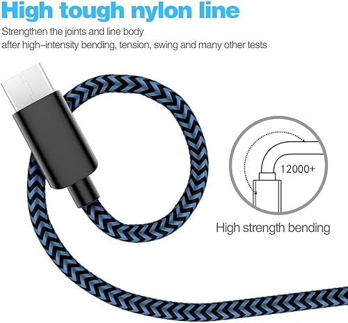 Miniatura 3 de Cable USB tipo C, 5 unidades (3/3/6/6/10 pies) de nailon trenzado USB C Cable de carga rápido compatible con Samsung Galaxy S9 S8 Note 9 Note 8