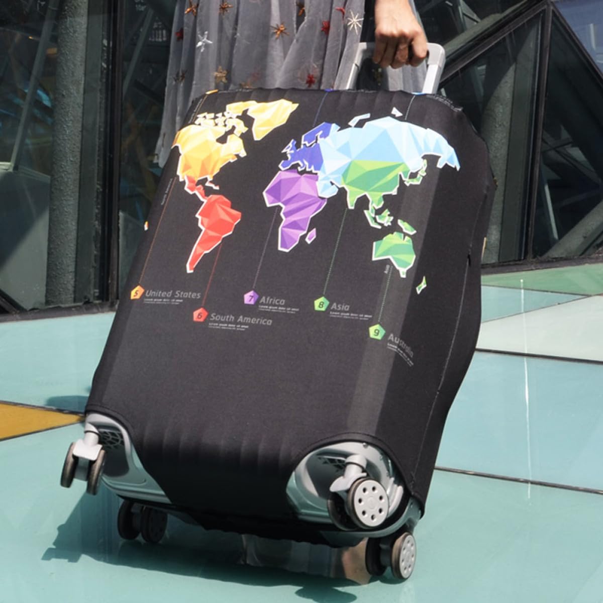 Abaodam Copri Valigia Elastico in Poliestere e Spandex Doppia Cerniera, Protezione Facile da Maneggiare per Valigie da Viaggio, Adatto per Aeroporti e Vacanze