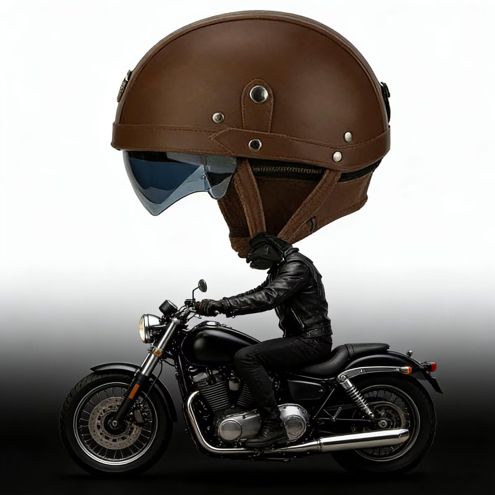 Casco Scooter in Vera Pelle, Stile Retro Unisex - Omologato ECE 22.06 - Casco Jet con Visiera - Leggero, Confortevole per Guida Urbana - Uomo/Donna