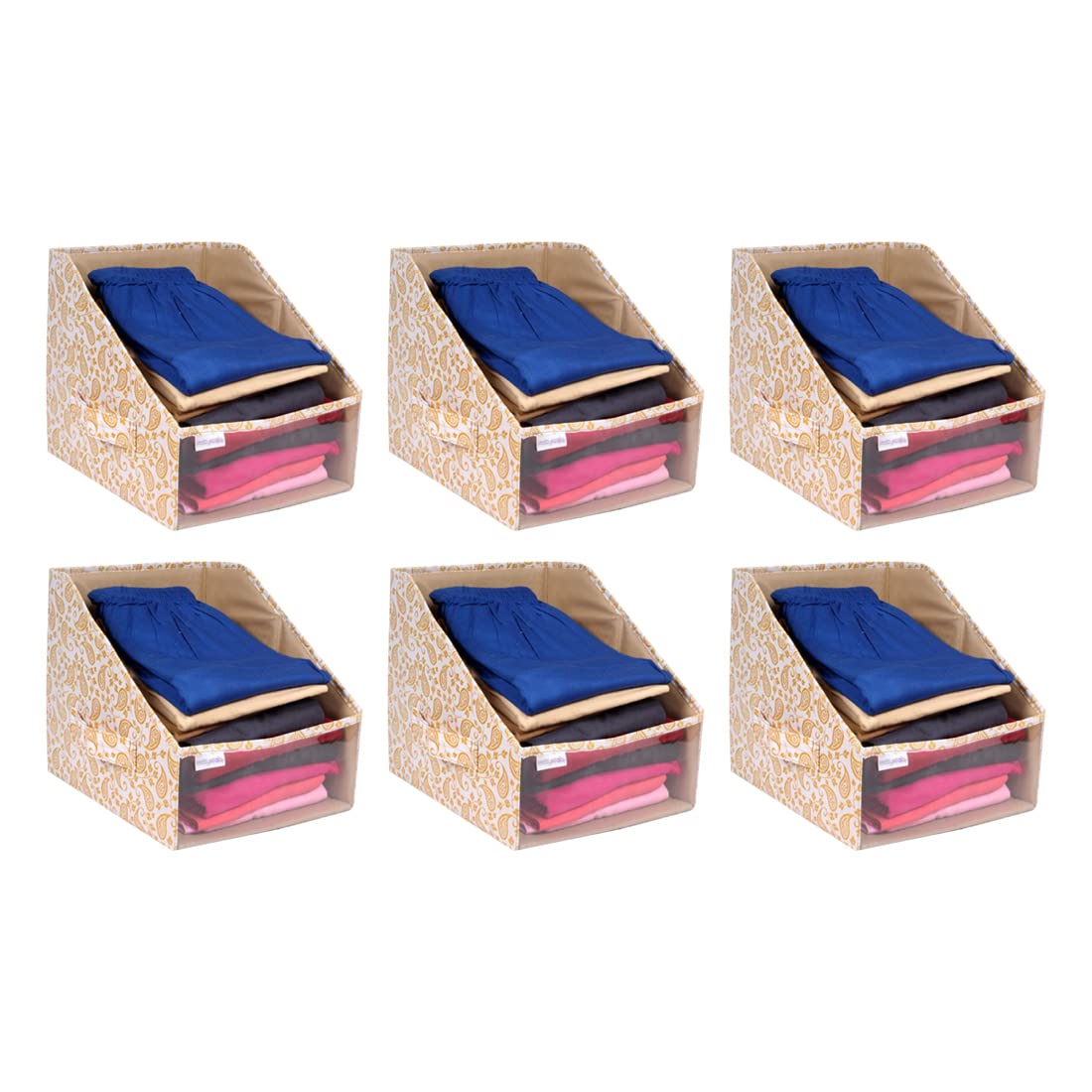 PrettyKrafts 6 Pcs Non Woven Shirt Stacker/Cloth Organizer for Storage/Closet & Wardrobe Organizer for Storage/Foldable Shirt Organizer Cloth Storage Box (Brown)-image-15