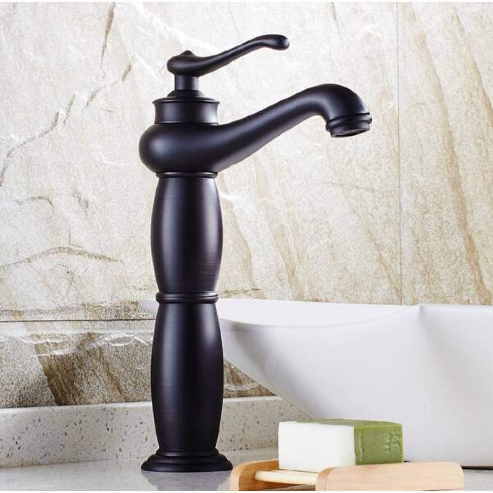 Robinet d'évier anti-calcaire en laiton noir, mitigeur lavabo de salle de bain sans fuite
