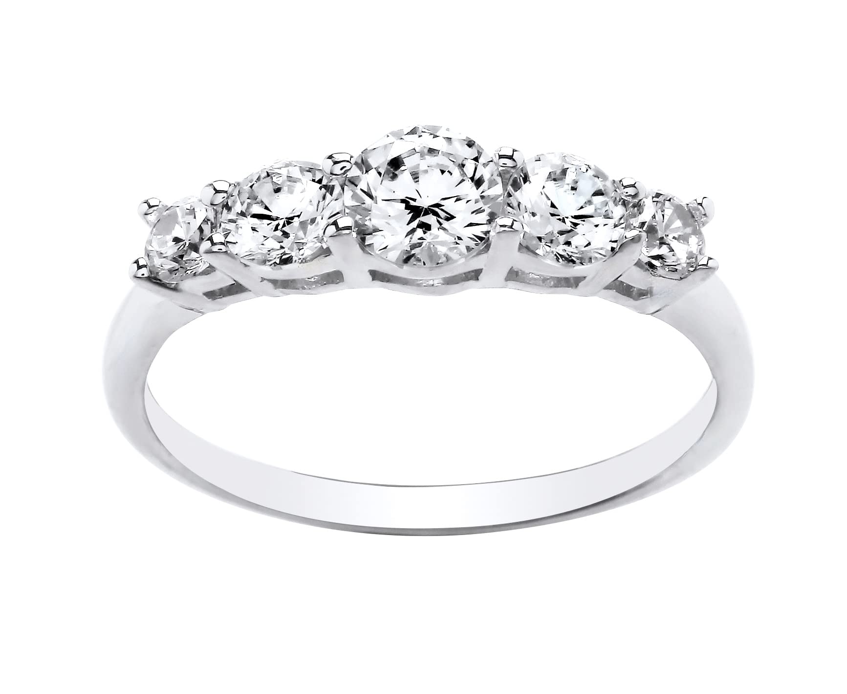 Old English Jewellers925 Sterling Silver 5 Stone CZ Eternity Ring Rhodium Finish size J to V