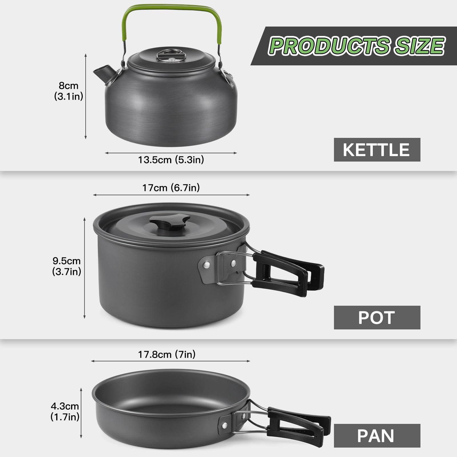 Kampeerbestek Kookset 3 personen 22-delig kampeerpot en pan kookset voor buiten kamperen wandelen backpacken met draagtas kampeerkookgerei set