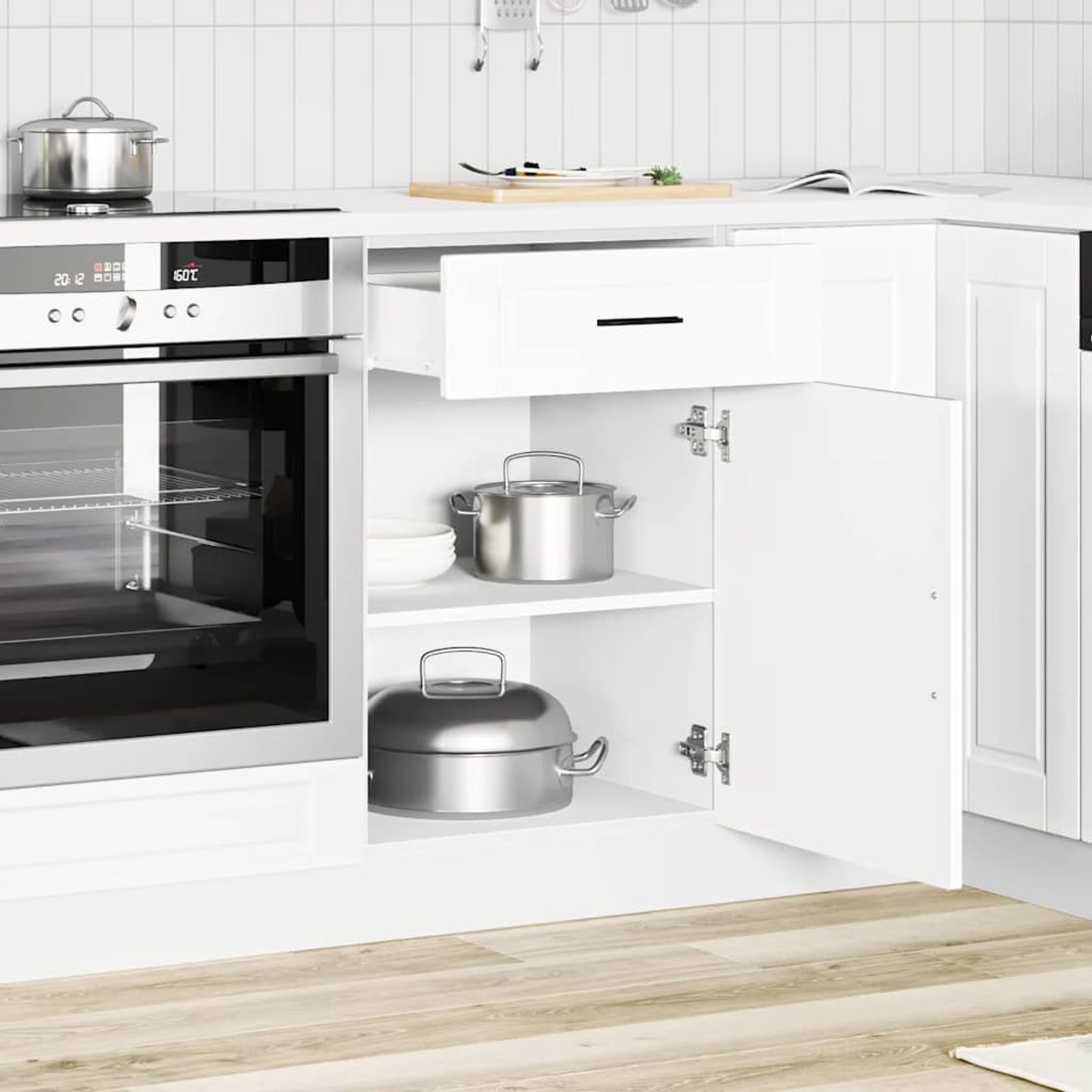 Tidyard Mobile Base Cucina Porto Bianco 50x46x81,5 cm Truciolato con Cassetto e Anta, Piedini Regolabili, per Cucina 853957