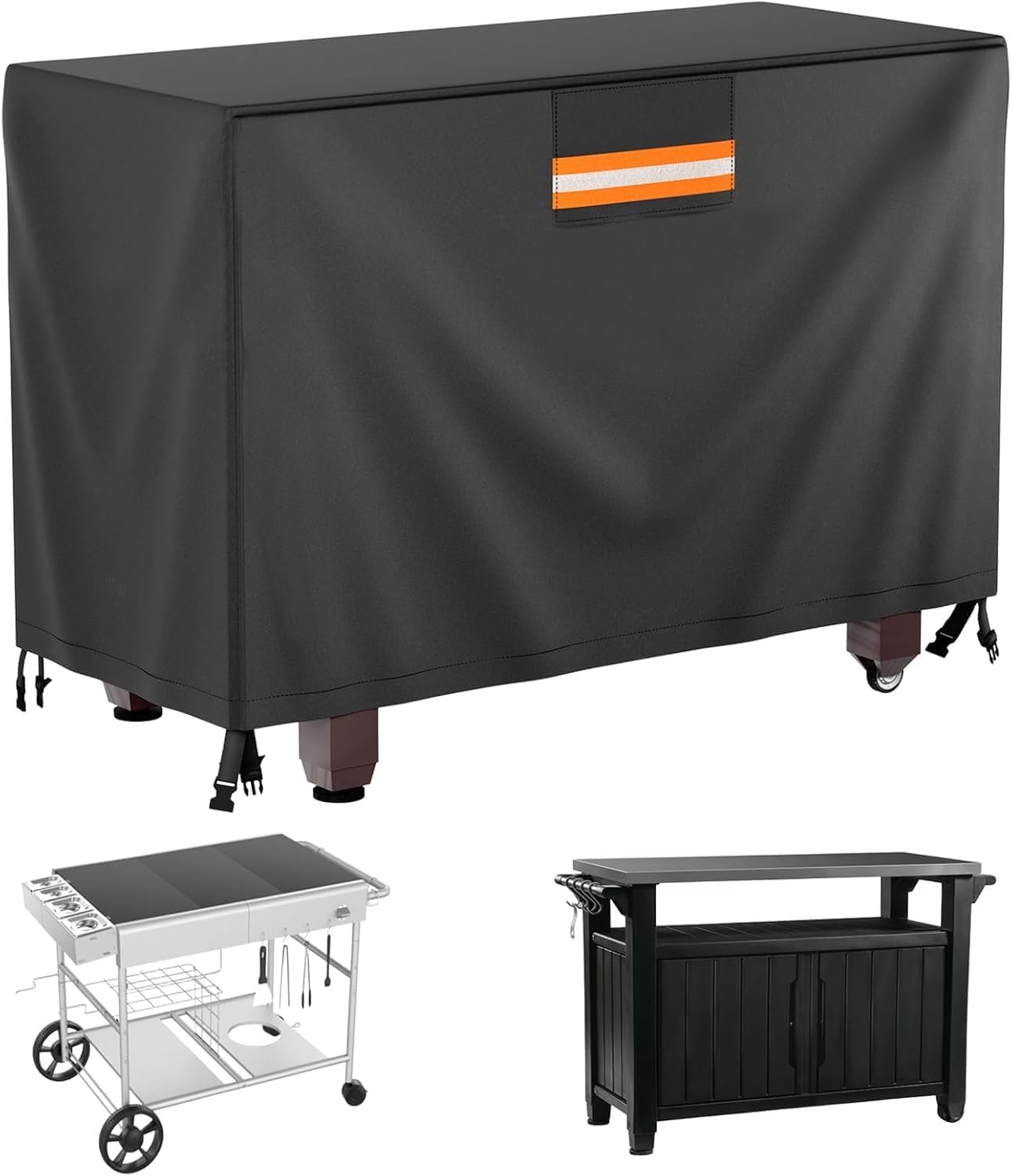 EVRBUL Rolling Table Cart Cover, 54in Outdoor Prep Table Cover Fit for Keter Unity XL Rolling Table Cart, Waterproof Grill Prep Table Covers for Outdoor Food Storage Box Patio Food Prep Station