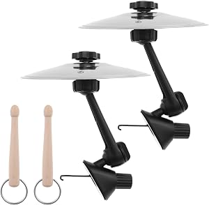 2Pcs Mini Car Drum Cymbal, Car Cymbal Air Vent, Car Crash Cymbal, Car Symbol Drum Vent with 2 Drum Stick, Easy Clip On Dashboards & Vents, Fun Music Gadget for Drivers & Drummers, Crisp Metallic Sound