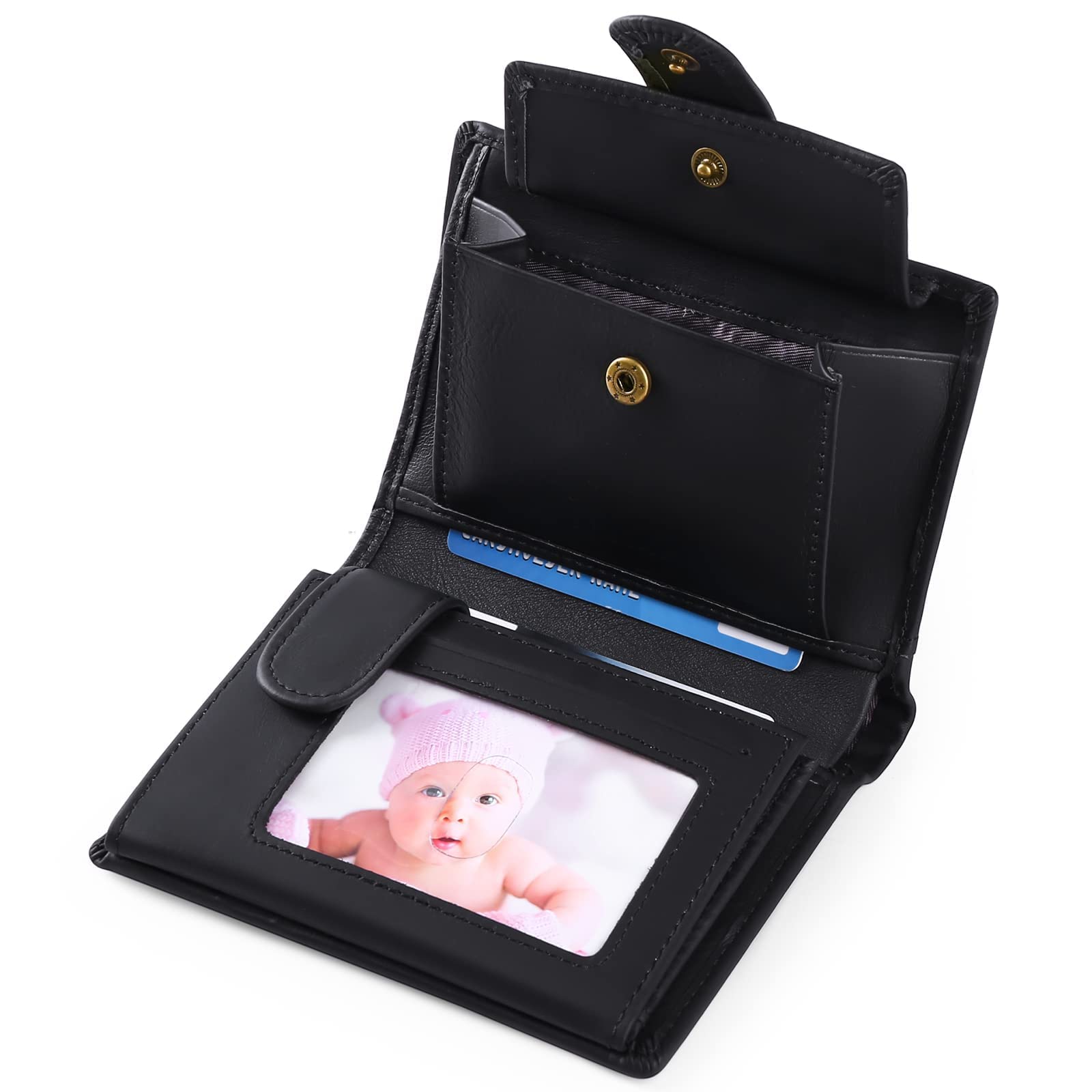 Cartera para Hombre Trifold de Piel auténtica con Bloqueo RFID, 19 Ranuras para Tarjetas, 3 Compartimentos para Billetes