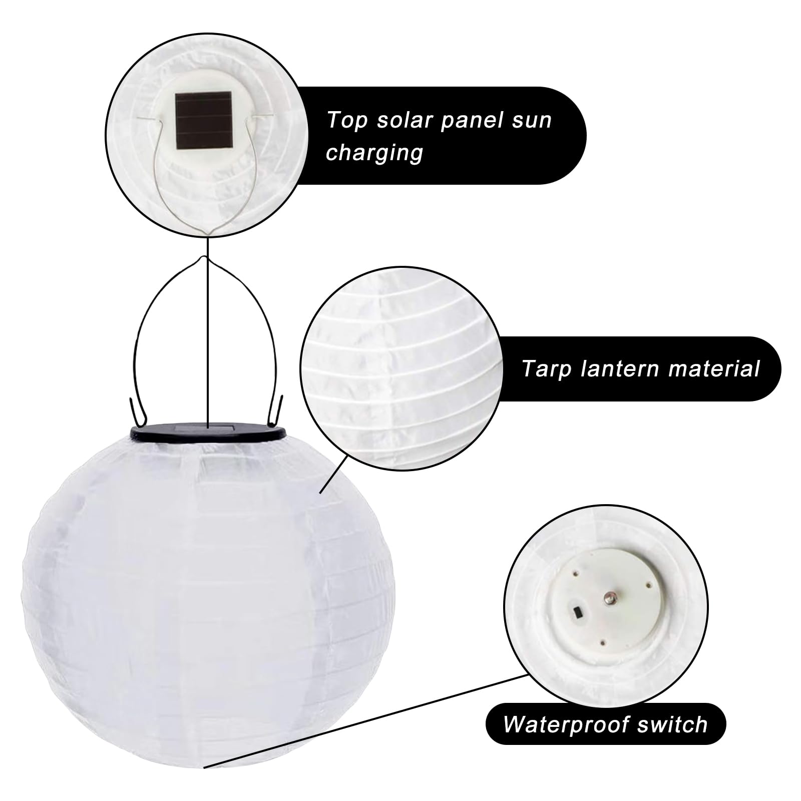 Lanterne solari LED solare da 20 cm, resistenti alle intemperie, luce bianca calda, per esterni e matrimoni, lanterna da giardino