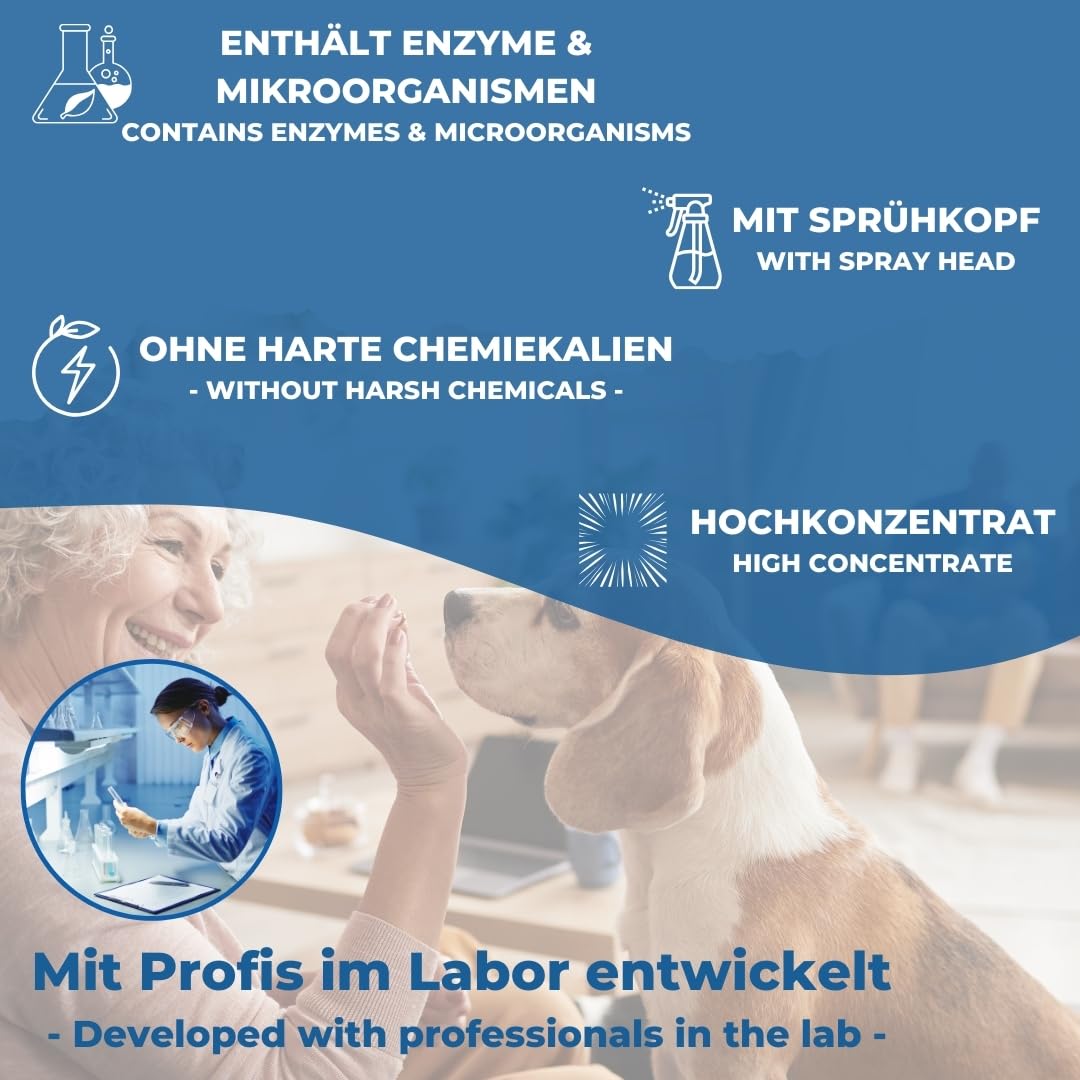PandaCleaner® Bio-Urin Attack Odour Remover/Smell Neutralizer - Concentrado de 2000ml - Eliminación biológica de olores animales