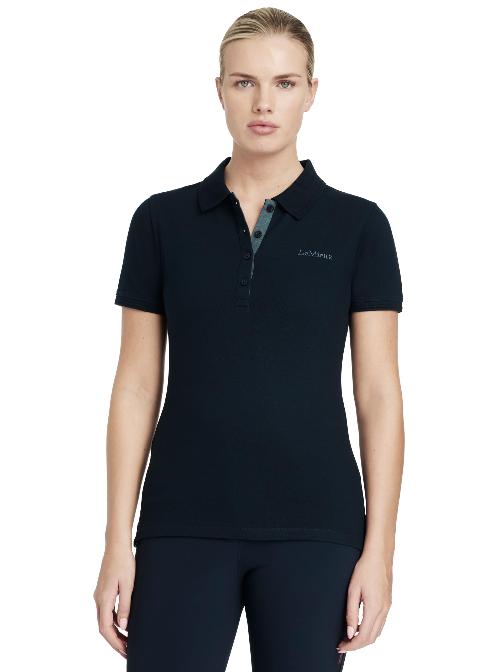 LeMieux Classique Polo Shirt - Womens Equestrian Horse Riding Top - Navy - UK14