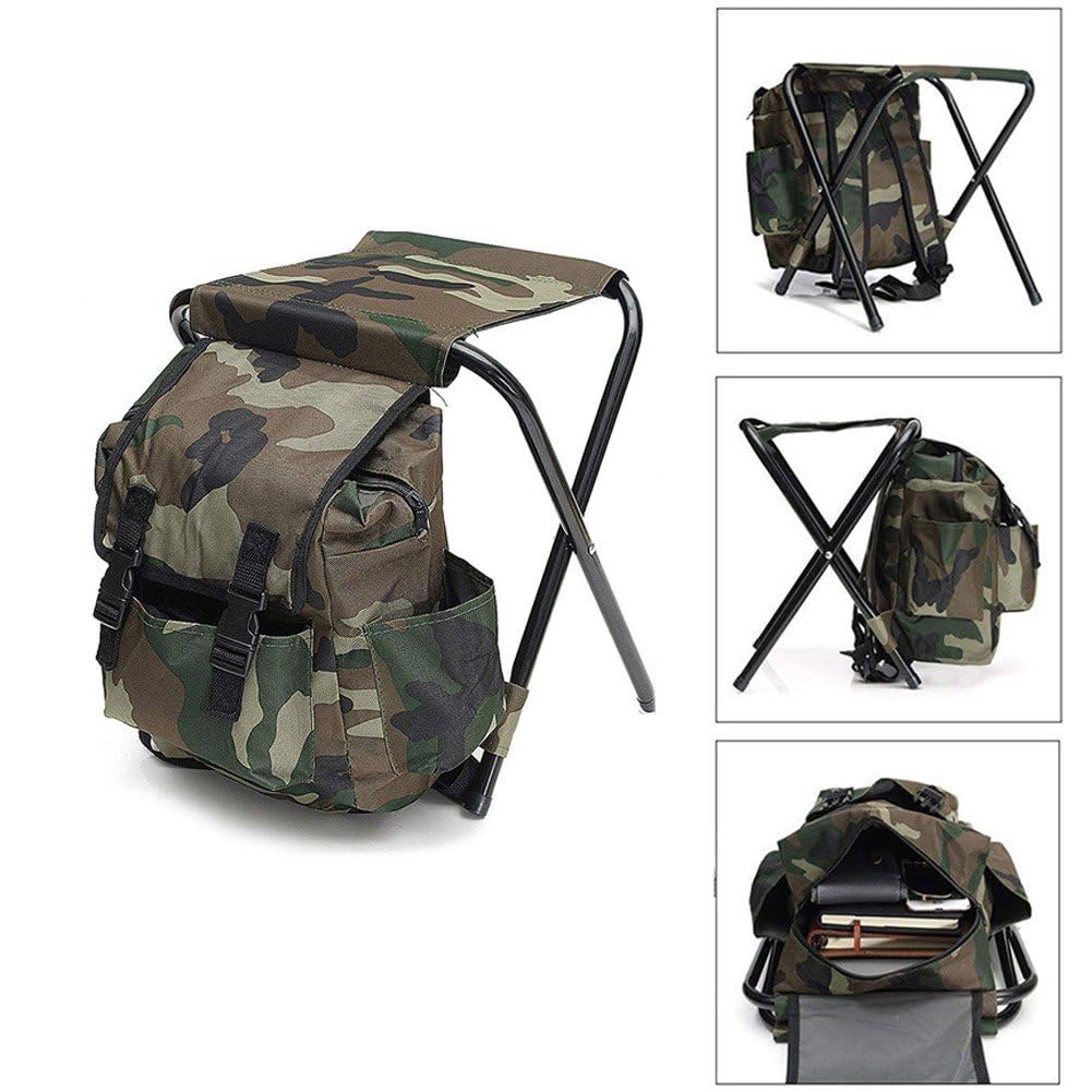 À Dos D'extérieur, Chaise De Pêche, avec Tabouret, Chaise De Camping, Chaise Pliante pour Camping Pique-Nique, Chasse, Pêche, Randonnée, Plage, Barbecue