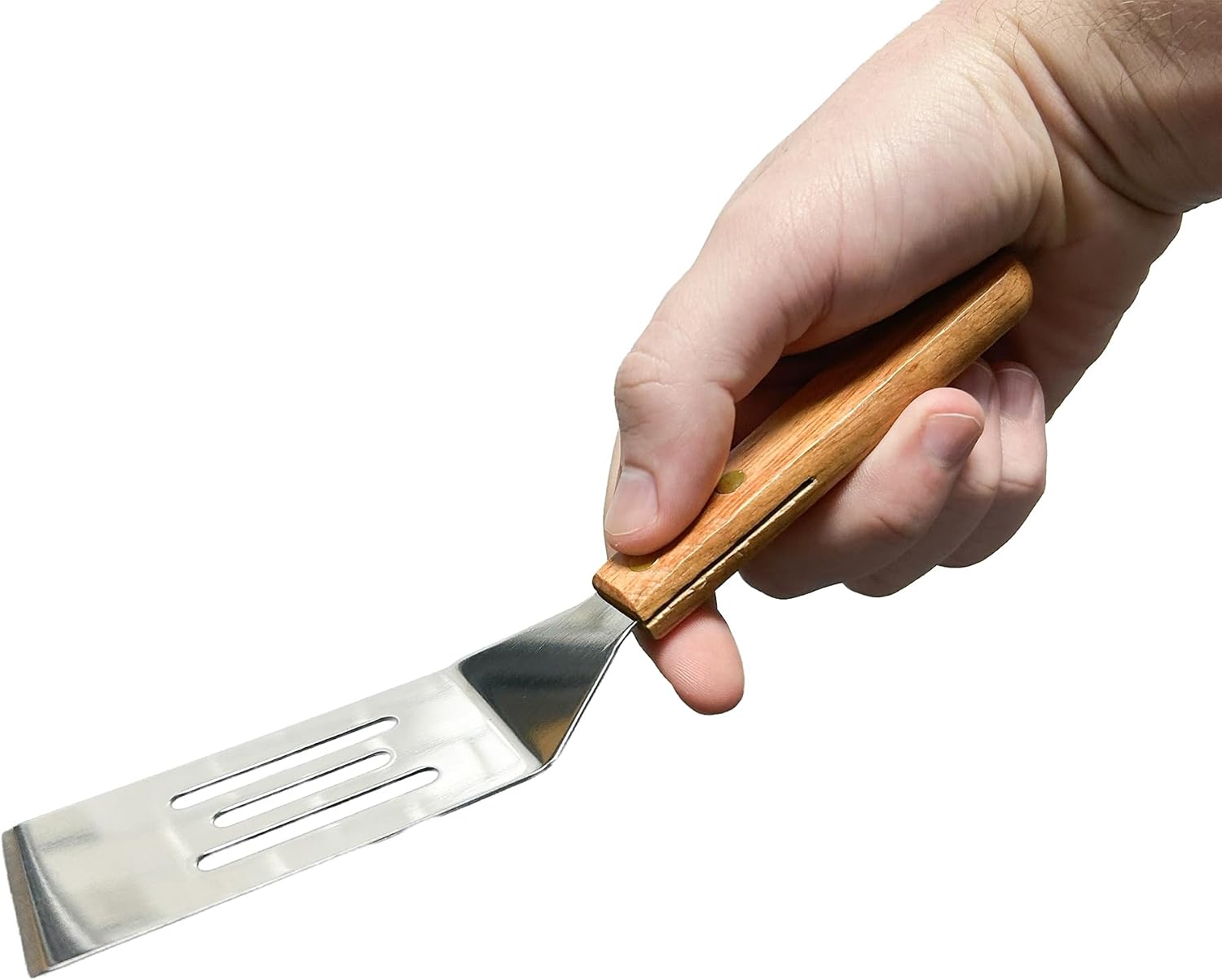 Chef Craft Select Stainless Steel Slotted Wooden Handle Cookie Spatula, 8 inches in length, Natural image 4