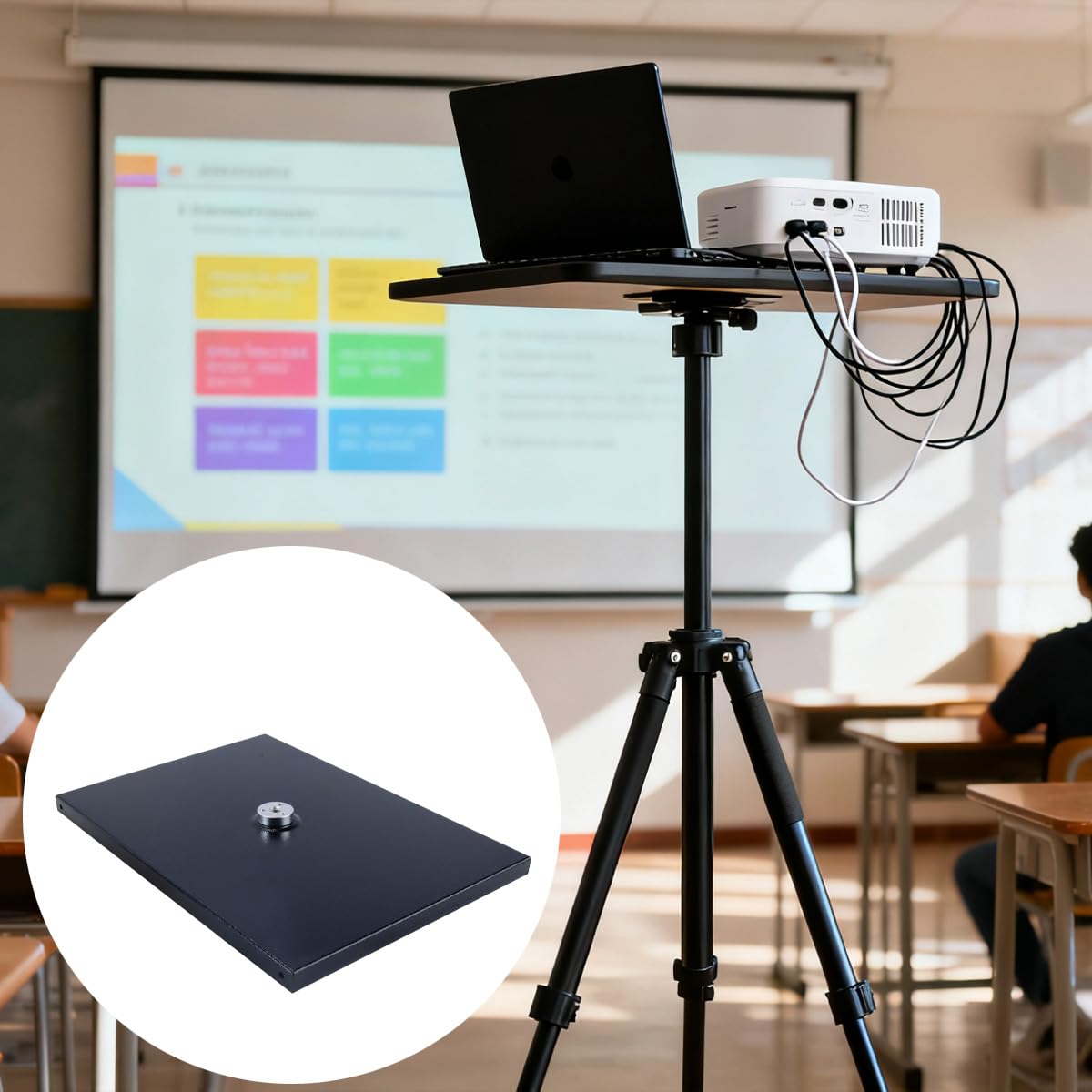Support de projecteur pour ordinateur portable, support multifonction pour trépied à vis 3/4" ou 1/4" pour écrans d'ordinateurs portables