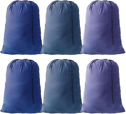 Miniatura 2 de YETHAN Bolsa de lavandería extragrande de 6 piezas, bolsas de lavandería de viaje azules con cierre de cordón, 30 x 40 pulgadas, para residentes de