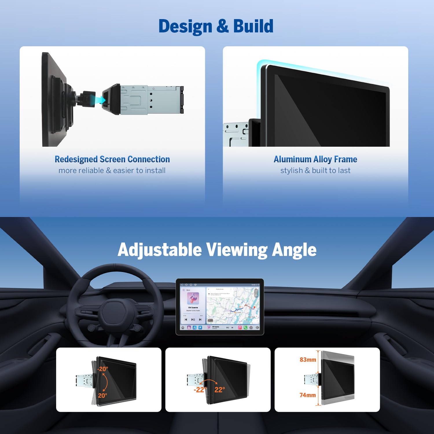 Eonon 10.95 Pulgadas, 8 núcleos, Android 13, 6+64 GB, 4G, GPS, 1 DIN, autorradio con CarPlay, Android Auto, DSP, Bluetooth, Pantalla Dividida, cámara de visión Trasera SD1X6S2