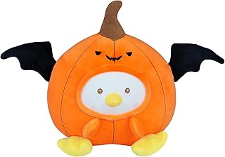 Halloween Pumpkin Pillow Decor, 9.8 Inch Cute Plush Toy, Cute Pumpkin Stuffed Animal, Modern Fall Home Decor, Soft Fluffy Squishy Plushie with Bat Wings