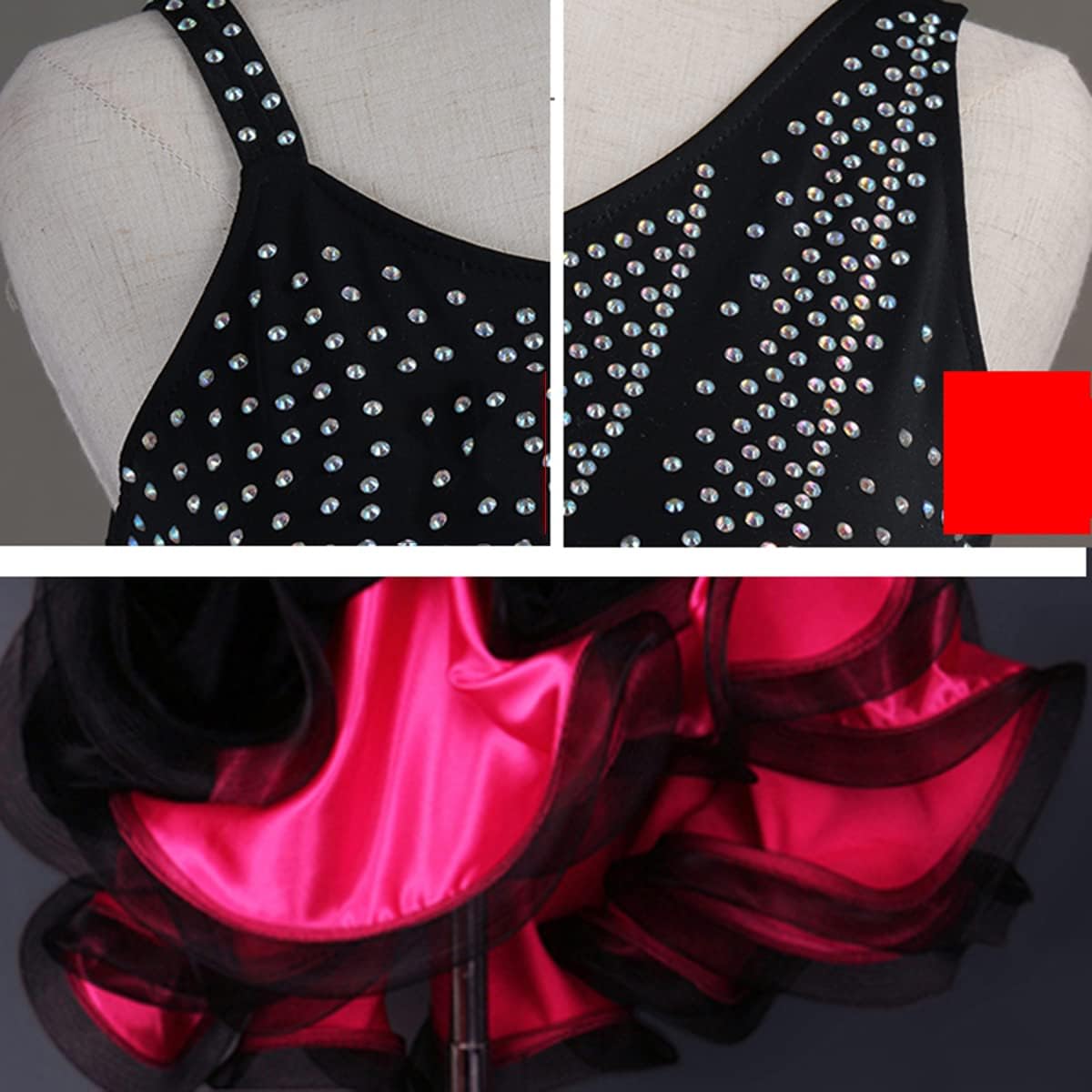 Women Halter Neck Latin Dance Dresses Black Latin Competition Dress Ballroom Rhinestones Salsa Samba Tutu Skirt