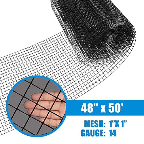 Fencer Wire 14 Gauge Black Vinyl Coated Welded Wire Mesh Size 1 inch by 1 inch (2 ft. x 50 ft.)