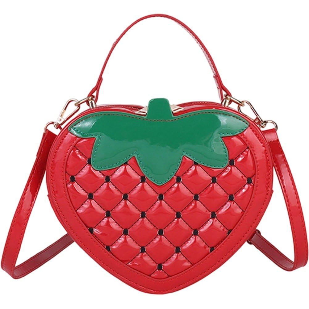 Sslvya 3d Strawberry Shaped Crossbody Bag for Women Funny Fruit Shoulder Bag Novelty Handbag Purse for Travel Party & Daily Use