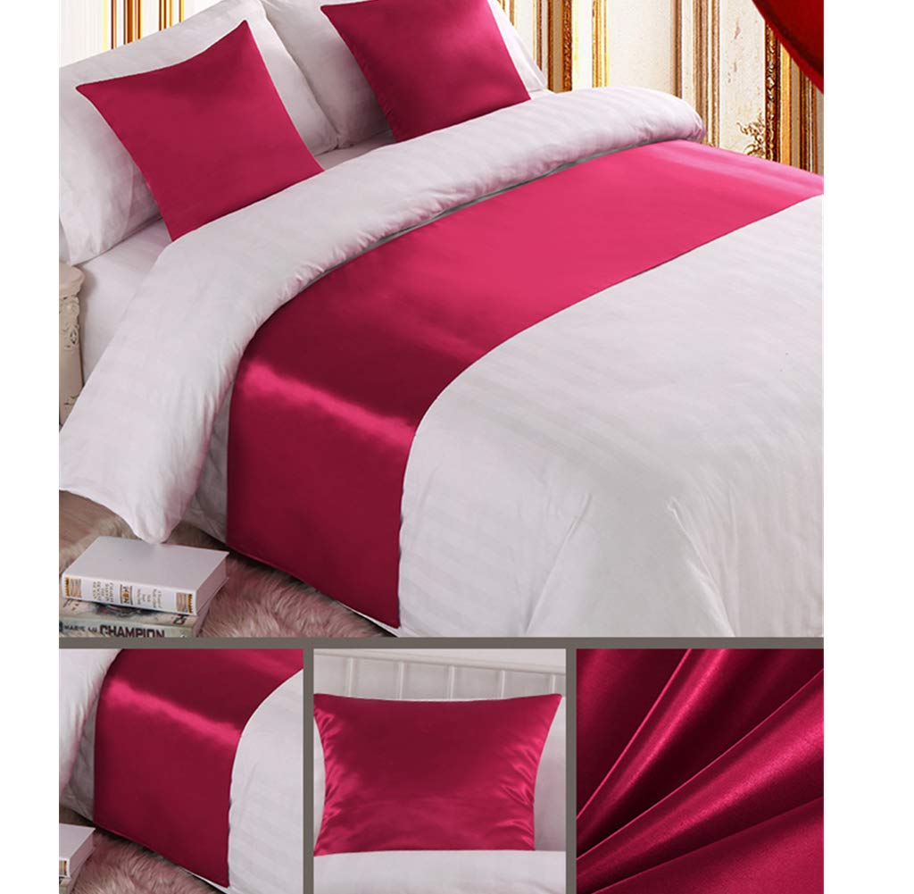 Twelve Red Satin Bed Runner King Bed Scarf Bedding Scarves Decorative for Bedroom Hotel Wedding Room
