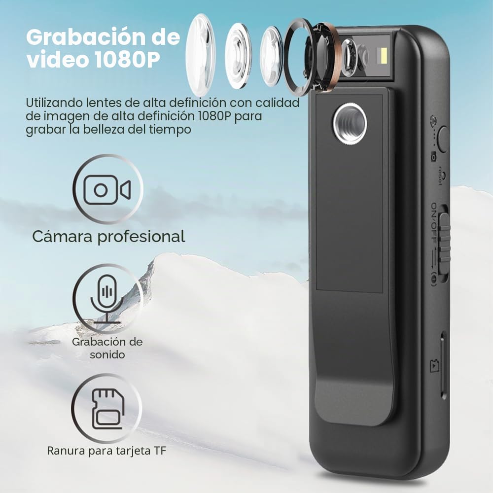 Andoer Body Cam con audio y video mini cámara corporal True 1080P cámara de cuerpo pequeño cámara de video de bolsillo personal Cámara portátil para cursos Fechado carrera entrega casa policía