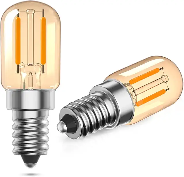 TobeBright Vintage E14 LED Bulbs - Amber Glass, Warm White 2200K, 2-Pack