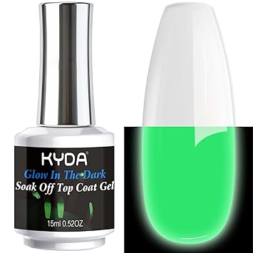 KYDA 15ml Glow In The Dark Nail Gel Top Coat, Luminous Nail Top Coat for Nail Art, Transparent Universal Nail Gel Seal Coat, UV LED Gel Polish, 0.52 fl oz