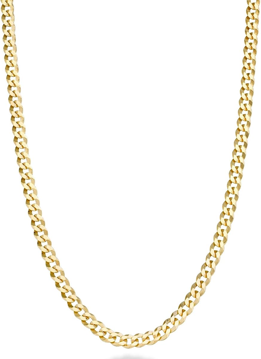 18K Gold Over 925 Sterling Silver 3.5mm Cuban Link Chain Necklace