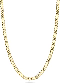 Miabella Italian 18K Gold Plated 925 Sterling Silver 3.5mm Diamond-Cut Cuban Link Curb Chain Necklace for Women Men, Made in Italy