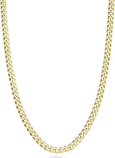 Miabella 18K Gold Over 925 Sterling Silver 3.5mm Cuban Link Chain Necklace