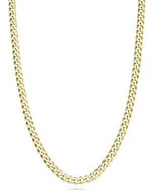 Miabella Italian 18K Gold Plated 925 Sterling Silver 3 5mm Diamond-Cut Cuban Link Curb Chain Necklace for Women