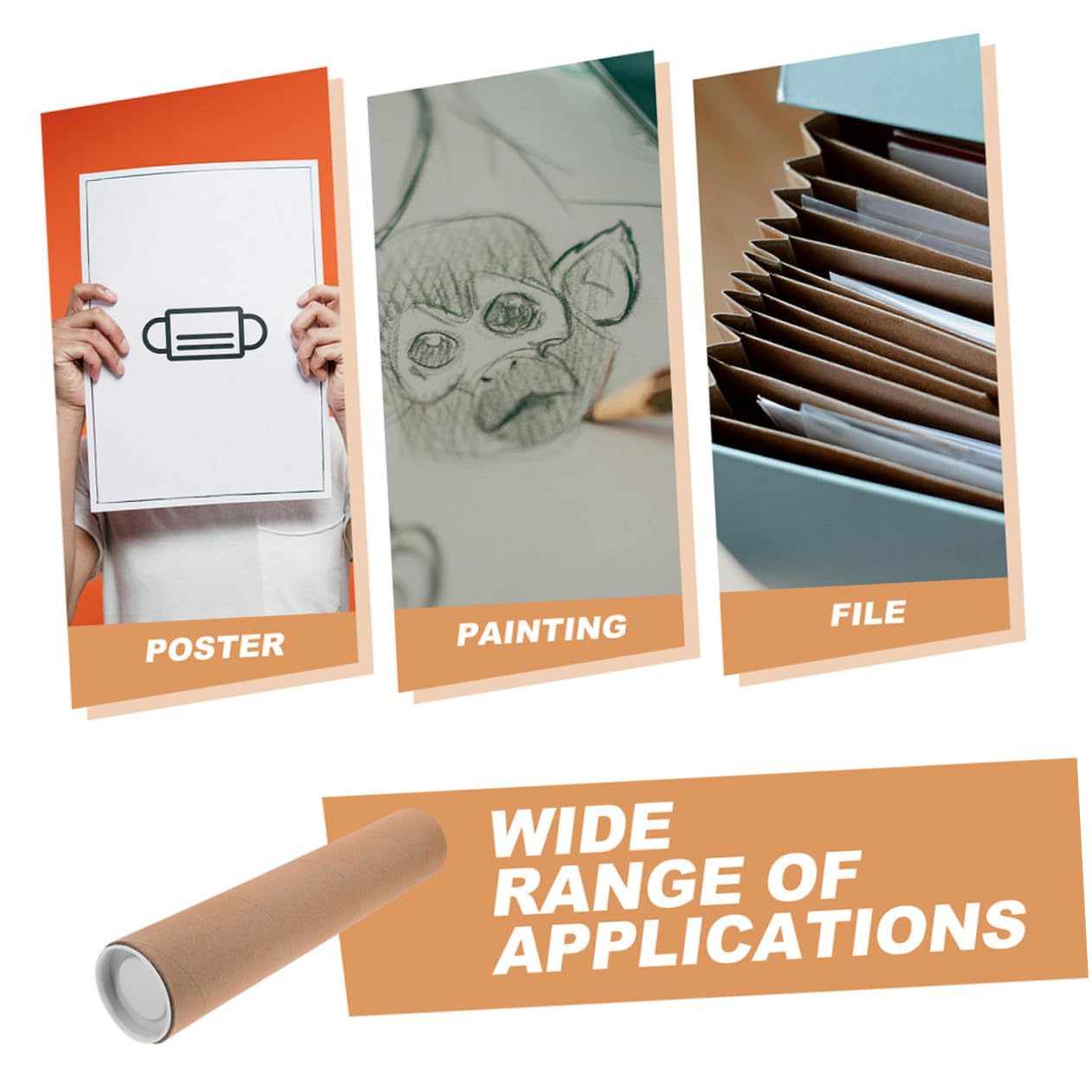 8pièces Tubes Kraft Avec Bouchons De Pour Expédition Stockage Et Documents Posters Et Plans De Épaisseur