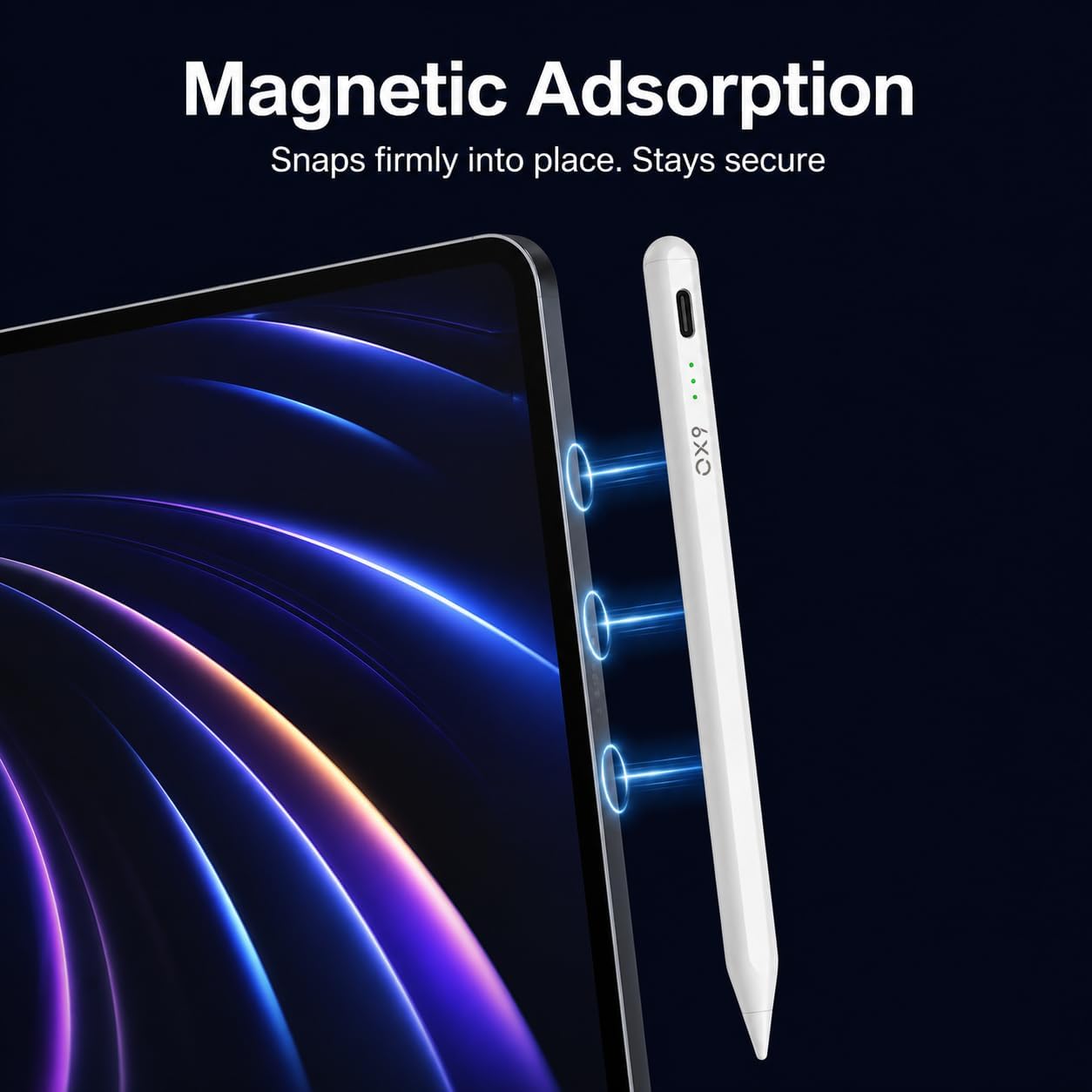 iPad Pencil for (2018-2026), Fast Charging Magnetic Active Stylus, Compatible with iPad Pro 11/13" (M4), iPad Air 11/13" (M2), iPad 10/9/8th Gen, iPad mini 6/5