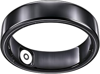 Smart Ring for Women & Men, Fitness Tracker with Heart Rate, Blood Oxygen, Sleep Monitoring, Long-Lasting Battery, IP68 Waterproof, Compatible with iPhone & Android (Black, 7#)