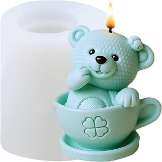 Cup Bear Candle Molds Animal Bear Resin Casting Silicone Mold for Candles Making Aromatherapy Candles Wax Polymer Clay Home Decoration