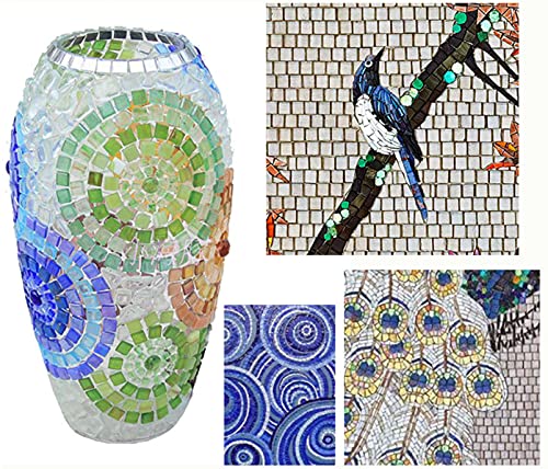 Mosaic Tiles - Glass Square Bulk Mosaic Tile Assortment - 1X1 Cm Mixed Colors Glass Tile - 260 Pieces/200G Craft And Backsplash Tile (Berlin Blue) #TOP1