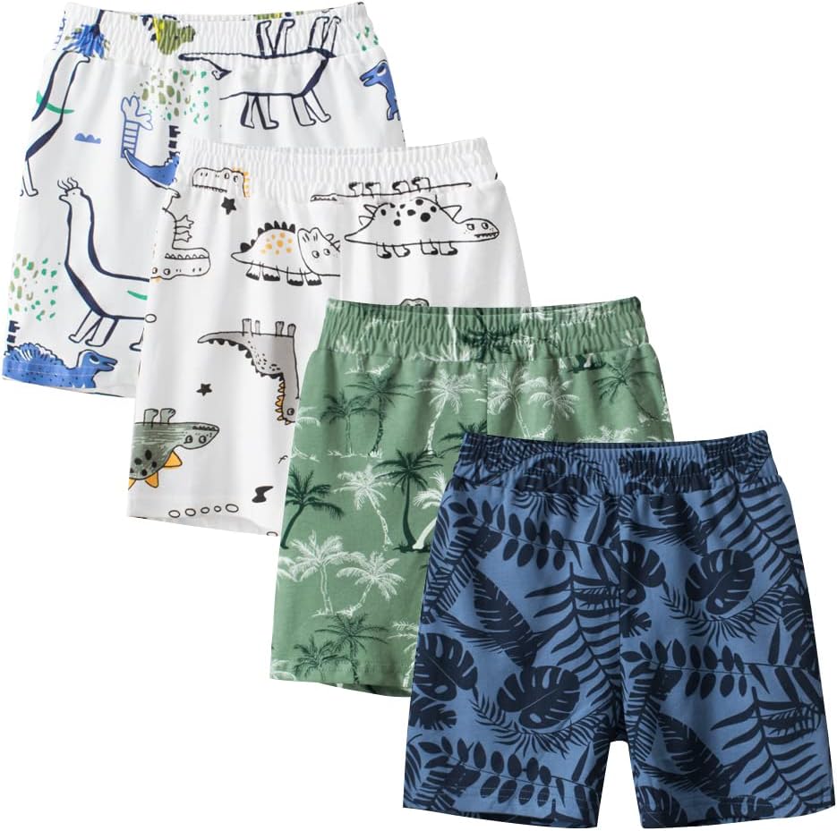 Toddler Boys Summer Knit Shorts with Pocket, 2/3/4 Pack Baby Pull-On Soft Active Shorts