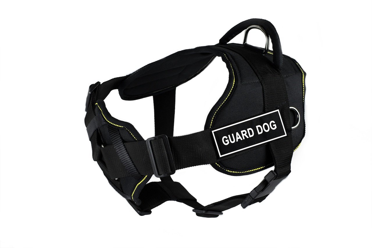 Harnais chien de garde noir et jaune rembourré taille S 56-68 cm DT Fun