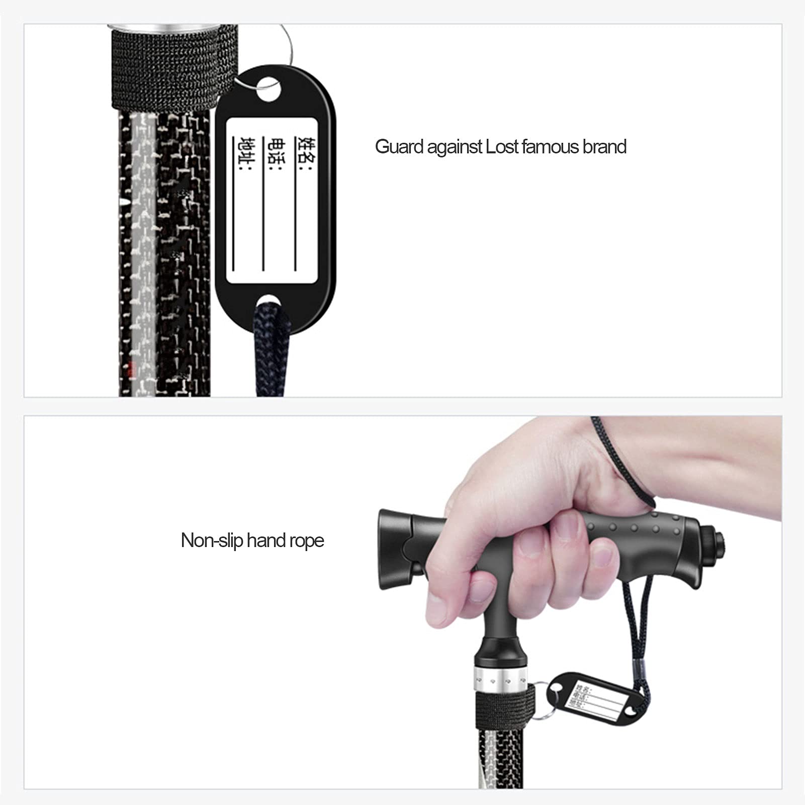 Bastón de bastón con luz LED, Bastones para la Altura Ajustable Plegable, Aluminio Lightweightnon Slip Unisex, Flexible y Durable Ayuda para Caminar, Canes para Base Quad No Slip