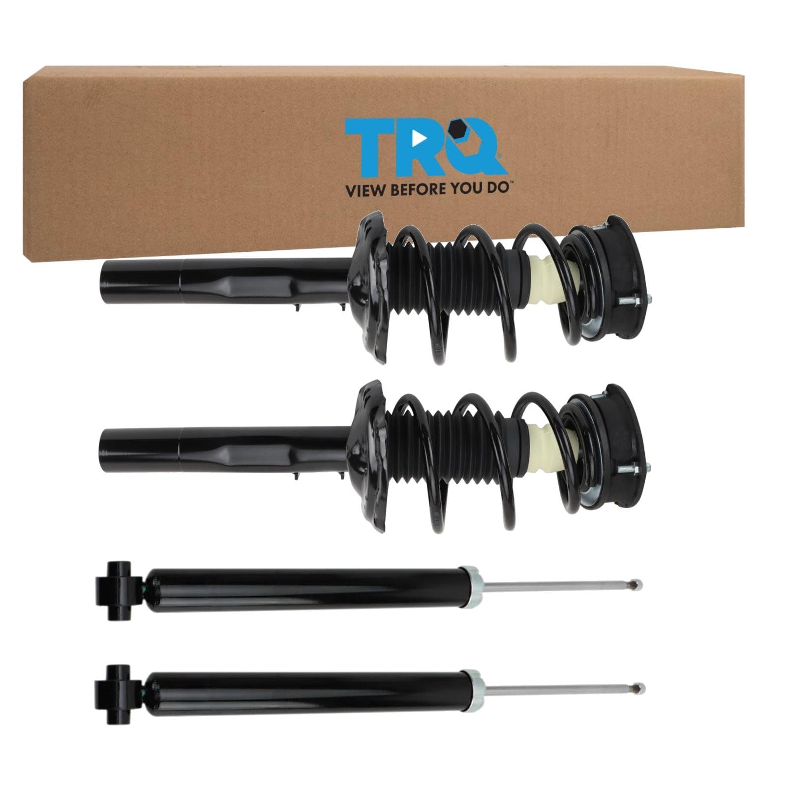 TRQ Front and Rear Complete Strut Assembly &amp; Shock Absorber Kit Complete Strut &amp; Coil Spring Assembly Compatible with 2015-2016 Audi A3 2015-2018 A3 Quattro 2015-2019 Volkswagen Golf