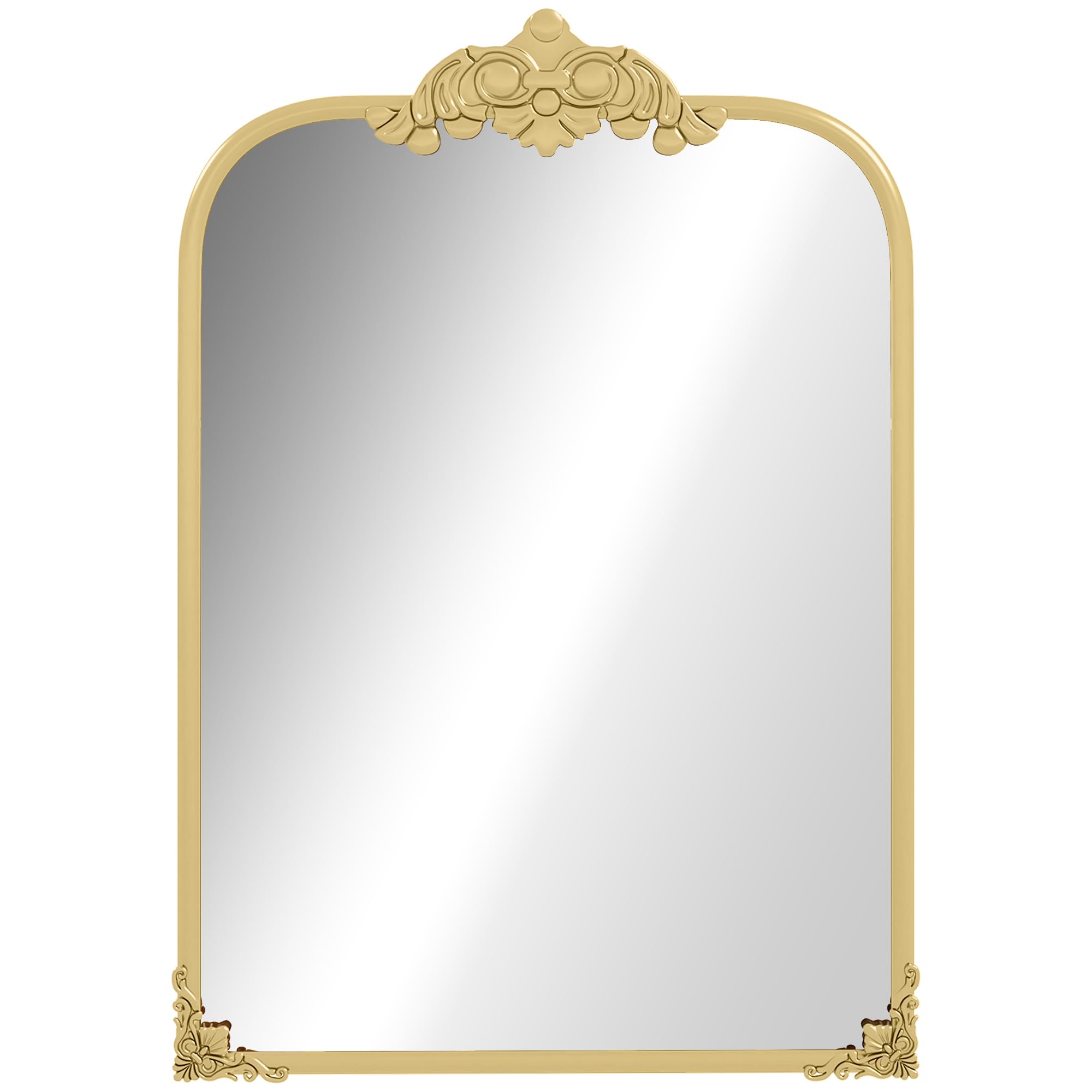 Espejo de Pared HOMCOM, 60 x 87 cm Espejo de baño en Estilo Barroco, Espejo Decorativo con Marco de Metal para salón, Dormitorio, Dorado