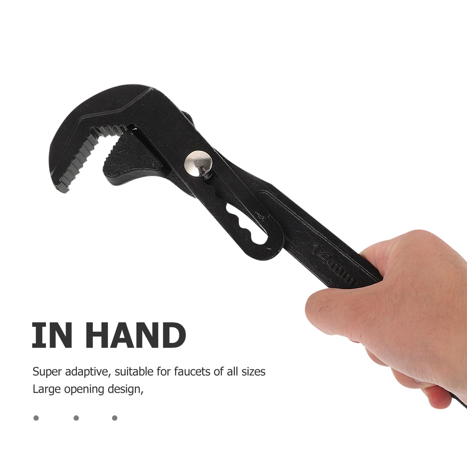 Gadpiparty Llave Ajustable Multifuncional Negra, Apertura Grande para Tuberías, Acero Resistente, Llave de Fontanero para Baño y Plomería, Herramienta Manual Versátil para Reparación