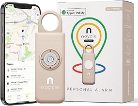 Personal Alarm for Women with GPS Tracker — Self Defence Keychain with Siren, Works with Apple Find My App, 130dB Loud Safety Alarm Sound, USB Rechargeable Bluetooth Key Finder (Ivory Nude)